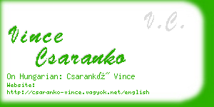 vince csaranko business card